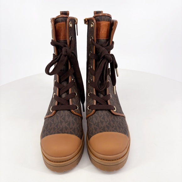 MICHAEL KORS | Corey MK Logo Combat Boots in Brown | Sz 8 - Picture 6 of 16
